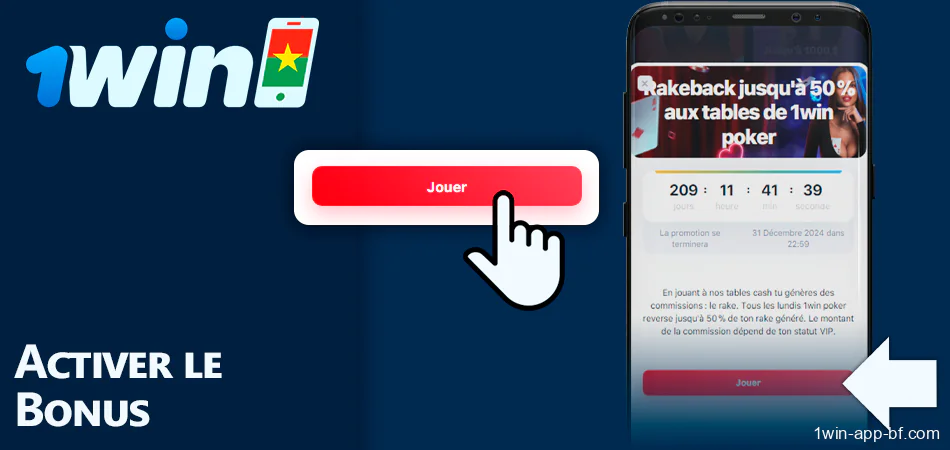 Activer le bonus dans l'application mobile 1Win