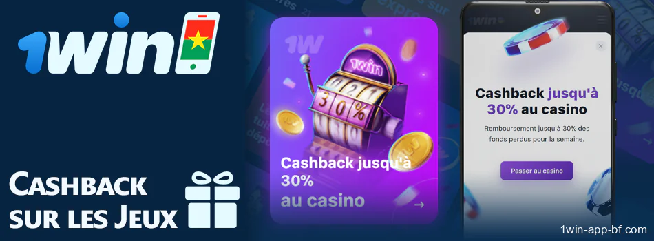 1Win casino cashback bonus dans l'application mobile