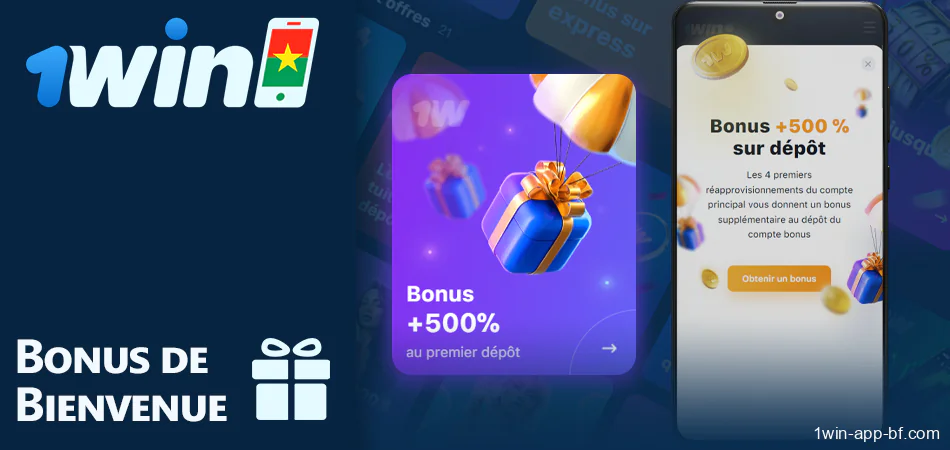 Bonus de bienvenue 1Win disponible sur l'application mobile