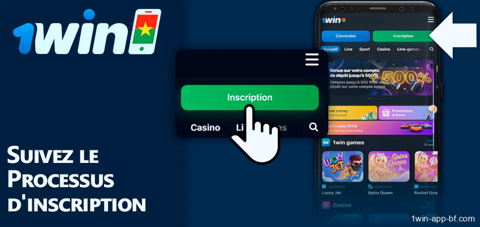 Suivez la procédure d'enregistrement dans l'application 1Win