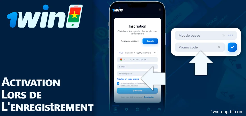 Instructions sur la manière d'activer un code promo dans l'application 1Win lors de l'inscription