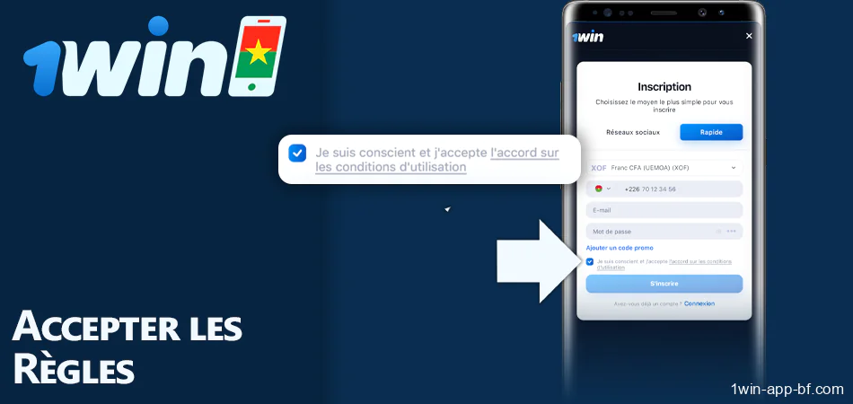 Se familiariser avec les règles d'enregistrement dans l'app mobile 1Win