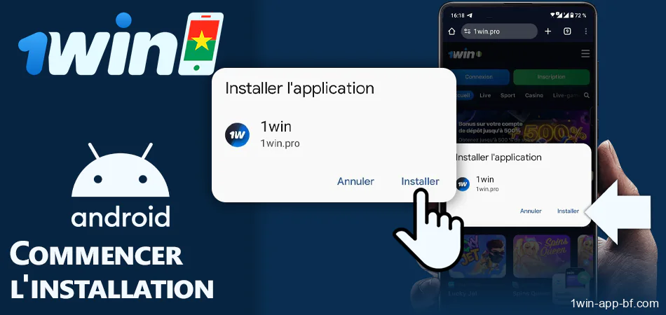 Confirmer l'installation de l'application 1Win pour Android