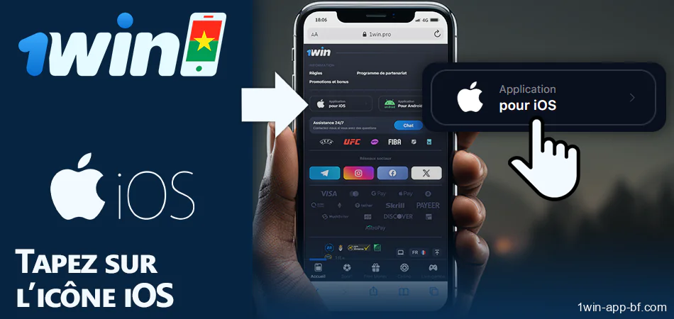 Trouve un lien pour télécharger l'application 1Win pour iOS